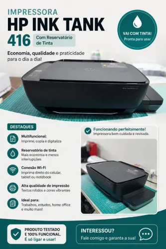 Impressora Multifuncional HP 416 Ink Tank Wireless - Com Tinta - Estado de Nova