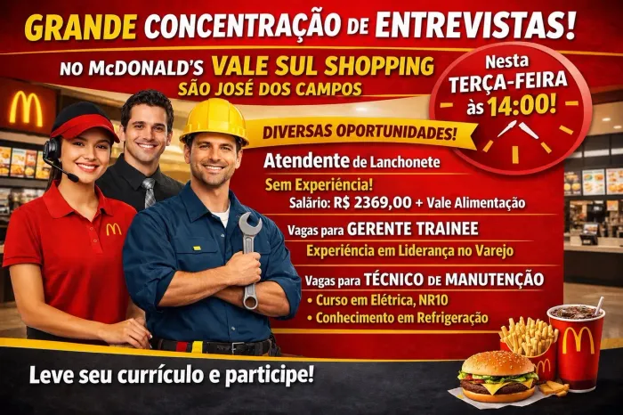 VAGA DE EMPREGO IMEDIATO !!!