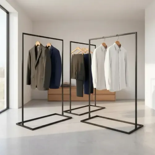 Arara Quadrada Industrial Preta Para Roupas Expositor De Loja