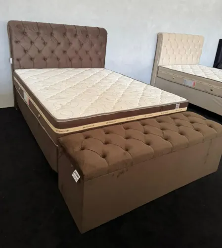 Conjunto seme ortopédico colchão base cabeceira e recamier 