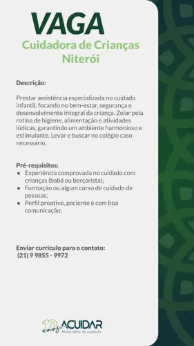 Vaga Babá em Niterói