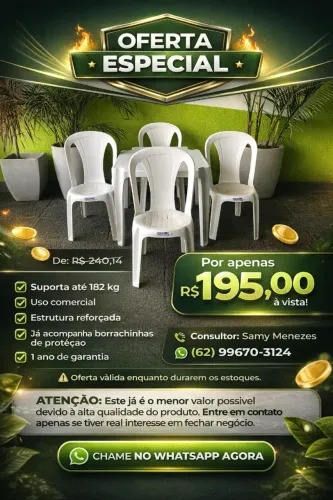 Jogo de Cadeira Plástica Bistrô Uso Comercial - NOVA