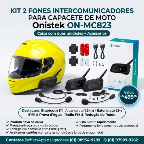 FONE DE OUVIDO INTERCOMUNICADORES PARA CAPACETE DE MOTO Onistek ON-MC823