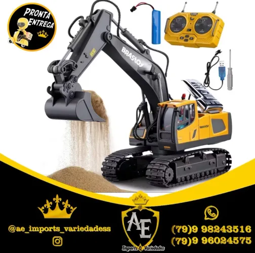 Escavadeira de controle remoto 11 canais - Brinquedo de metal