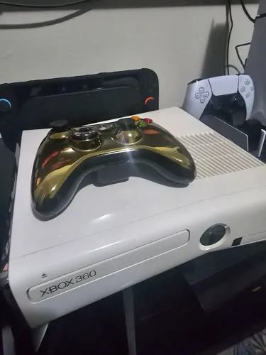 Xbox 360 Slim Branco Controle Chrome Edition