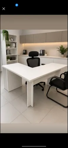 Mesa Escritório em L Branca Moderna Home Office