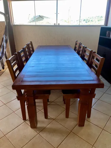 Mesa De Jantar 2,40m Peroba Rosa Legítima Com 8 Cadeiras