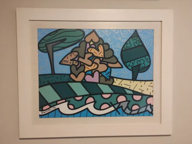 Quadro gravura de Romero Britto: "House of Love" (Casa do Amor)