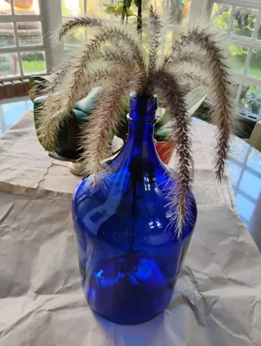 Garrafão De Vidro Azul-Cobalto 4,7l Arte Decoração Água Solarizada Utilidade Armazenamento