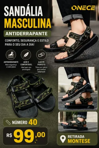Sandália masculina antiderrapante