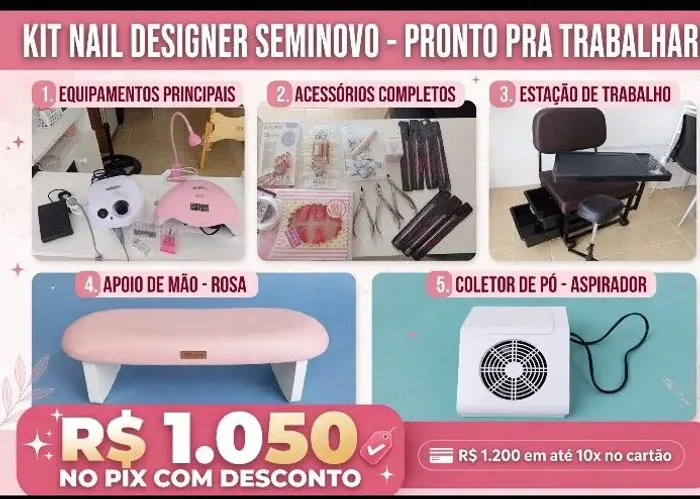 KIT Nail Designer SEMINOVO COMPLETO E PRONTO PARA USAR!