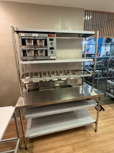 Mesa Hamburgueira 1500x700x900mm pista aquecida banho maria 