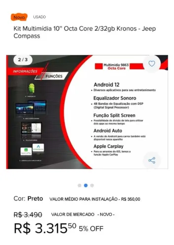 MULTIMIDIA  - JEEP COMPASS- MODELOS DE 2017 A 2021- KRONOS -
