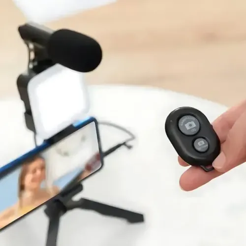 Tripé Estabilizador de Mão kit 5 em 1  Microfone Celular Gravação De Vídeo 