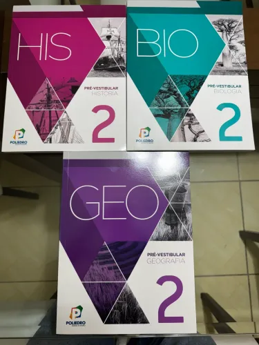 Kit pré-vestibular poliedro, história, biologia e geografia.
