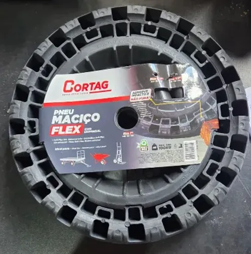 PNEU MACIÇO FLEX. CORTAG P/ CARRINHO DE MÃO - EIXO UNIVERSAL