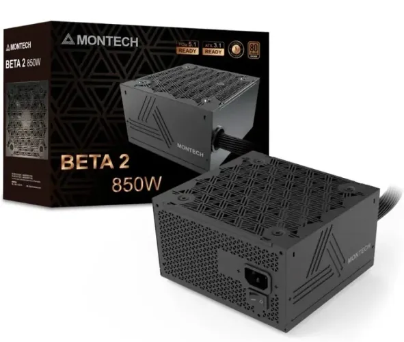 Fonte Montech Beta 2 850W 80 Plus Cabos Revestidos Estilo Sleeved (paracord) Capacitor JPN