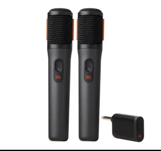Microfone Sem Fio JBL PartyBox Wireless Mic - 2 Unidades - Recarregável - Preto
