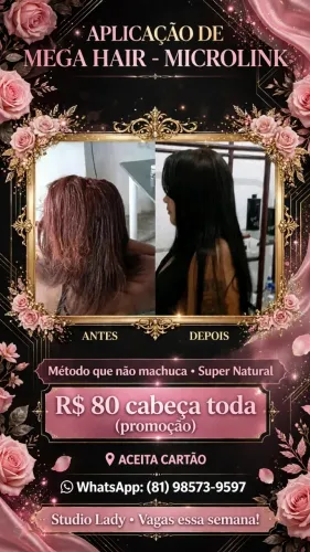 Aplicação de Mega hair