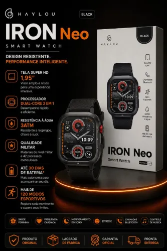 Haylou Iron Neo Original Com Monitoramento de Saúde e 3 ATM