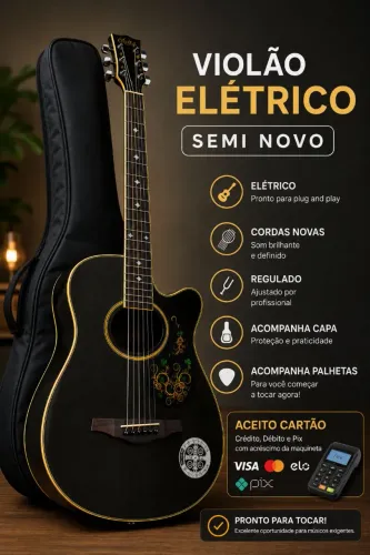 Violão semi novo, já com capa, cordas novas, palhetas e regulado.