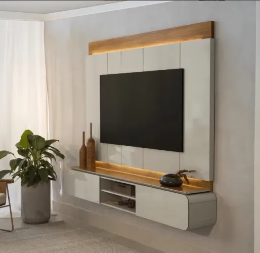 Painel Sala Lumina 200 Tauari e Off White Brilho