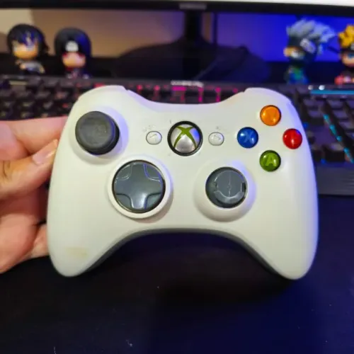 Controle Xbox 360 Original Branco Microsoft Sem Fio Ótimo Estado