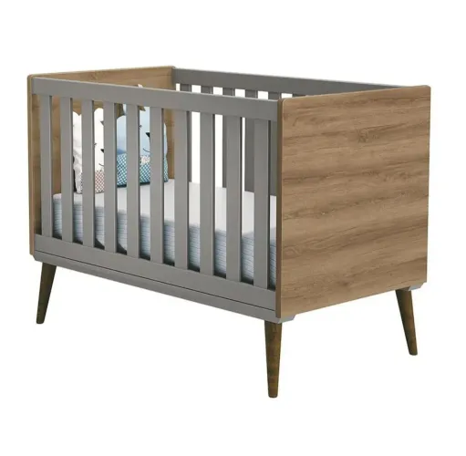 Berço Mini Cama Retro Cor Cinza