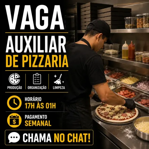 Vaga para Auxiliar de Pizzaria em Canudos - Belém/PA
