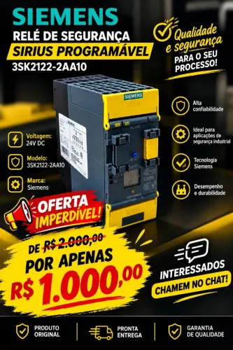 Rele de segurança Sirus programável 3sk2122-2aa10 siemens