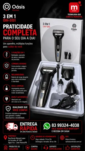 Barbeador Elétrico Cromado 3X1
