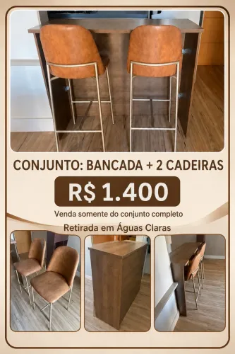 Conjunto Bancada com 2 Cadeiras - Excelente Estado