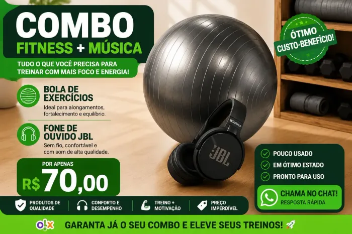 Fone JBL e Bola de Pilates 
