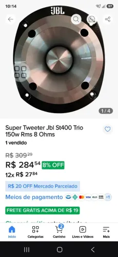 Vendo 4 tweters jbl st 400,150 wats rms