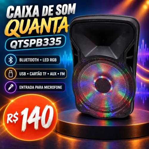 Caixa de Som Quanta QTSPB335 com Bluetooth e LED RGB