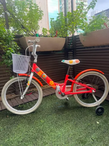 Bicicleta Infantil Aro 20 com Cestinha e Rodinhas