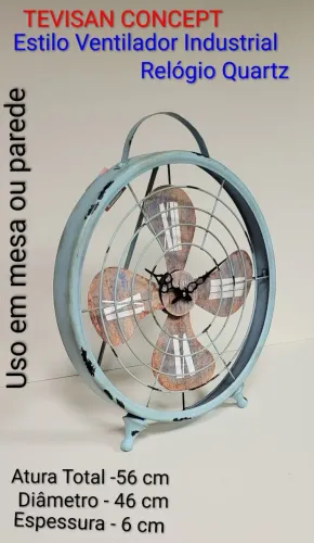 RELÓGIO DE PAREDE-TREVISAN CONCEPT - 56 CM - VINTAGE - ESTILO VENTILADOR ANTIGO