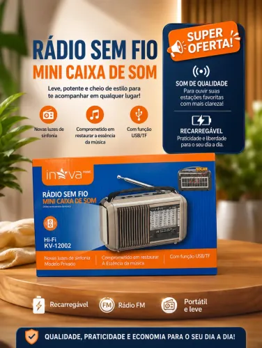 Rádio sem fio mini caixa de som