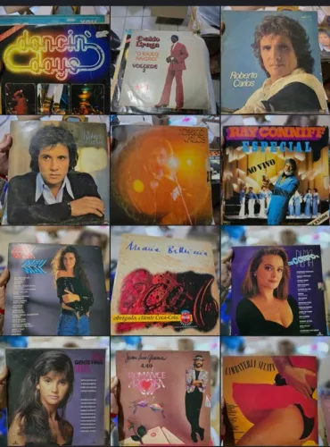 Som antigo com coleção de lps juntos