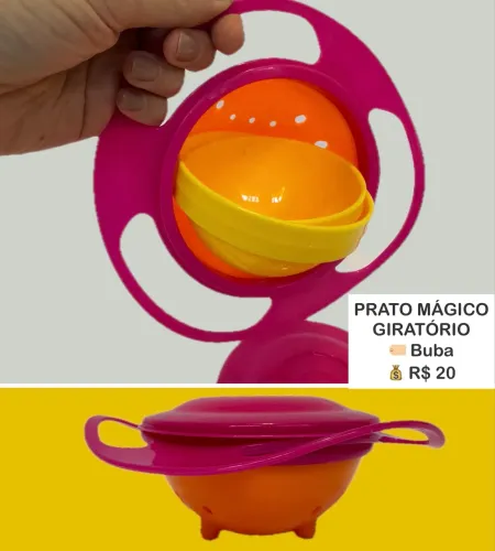Prato Mágico Giratório Giro Bowl Rosa e Amarelo BUBA