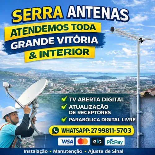 técnico em antenas satélite e aberta 