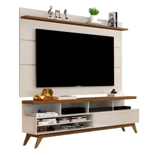 Conjunto Rack + Painel Laís 1,60m Retrô com Pés em Madeira! Frete Grátis!