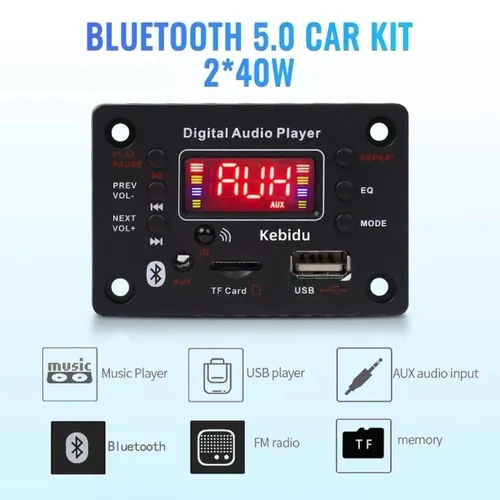 Amplificador bluetooth 5.0 mp3 placa 12v