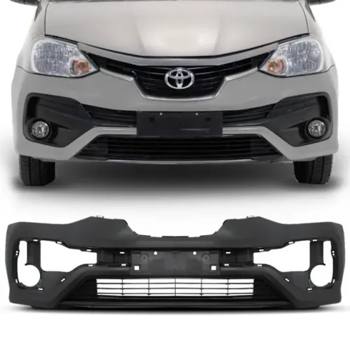 Parachoque Toyota Etios 2017 à 2021 - Furo Farol Auxiliar - Preto Liso - Loma Plast