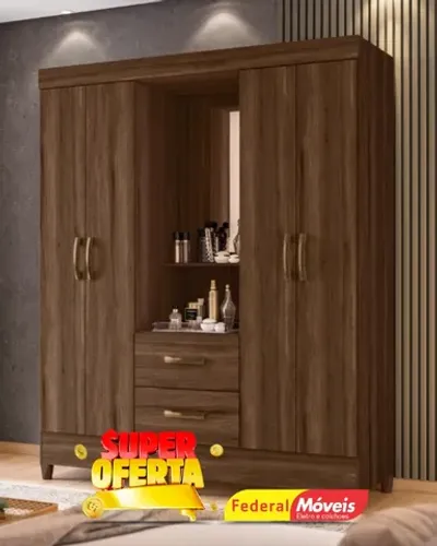 Guarda Roupa 4 Portas 2 Gavetas Espelho Direto da Fabrica Fazemos Entrega