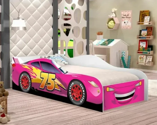Cama Juvenil Carro Rosa 09