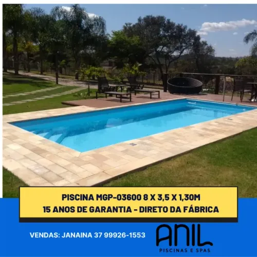 Ja - Piscina 8 metros sem detalhes curvos 8 x 3,5 x 1,30m