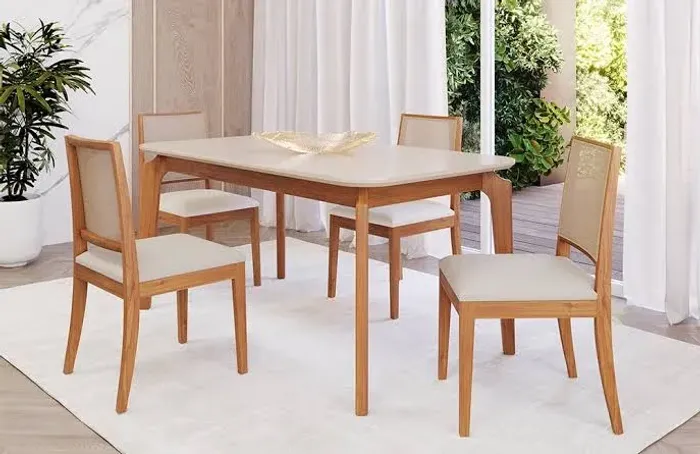 Conjunto de mesa 4 cadeiras fícus 130x90 - RECEBA HOJEE !!