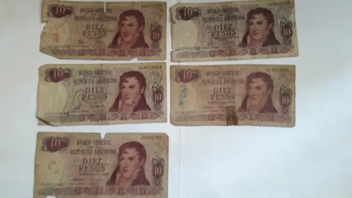 Cédulas Antigas de 10 pesos (Lote de 5) -razoável estado de conservação - 1969