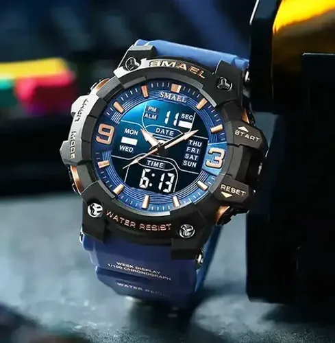 Relógio Sport Watch com luz Led Smael, Dual Time